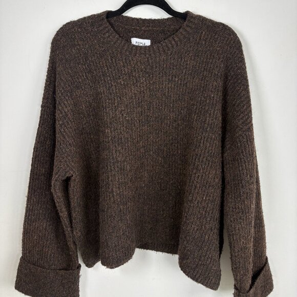 Pistola Espresso Mohair Blend Sweater | cozy textured knit crewneck Size L - Picture 1 of 5